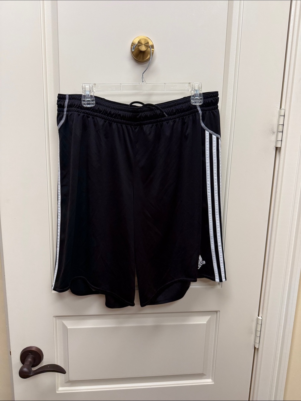 adidas Black Athletic Shorts with White Stripes